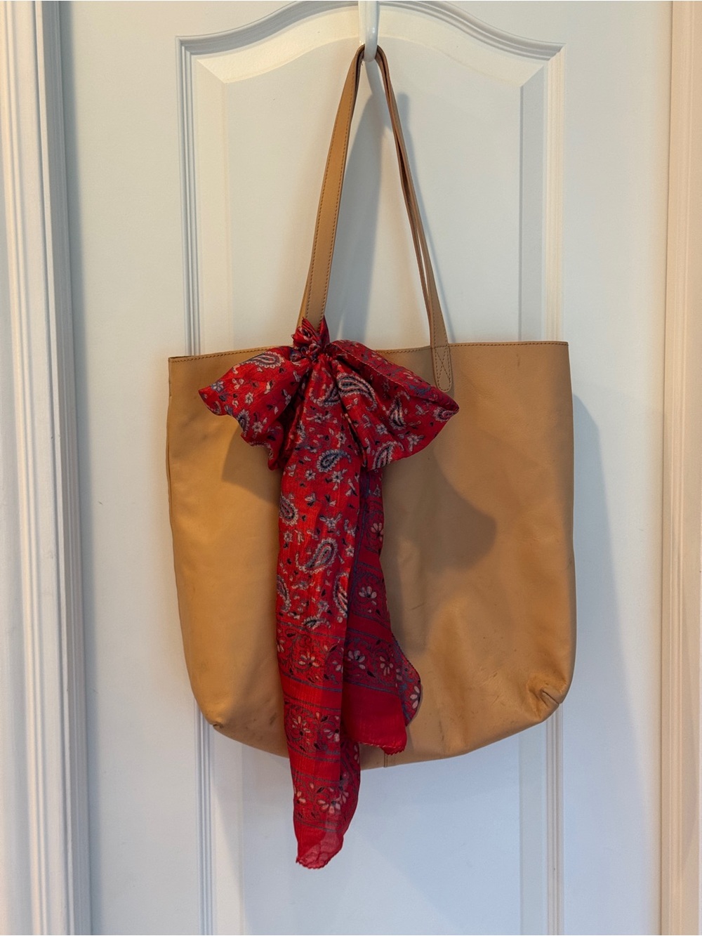 TOMS Genuine Leather Tote Bag with Removable Zip Pouch & Scarf